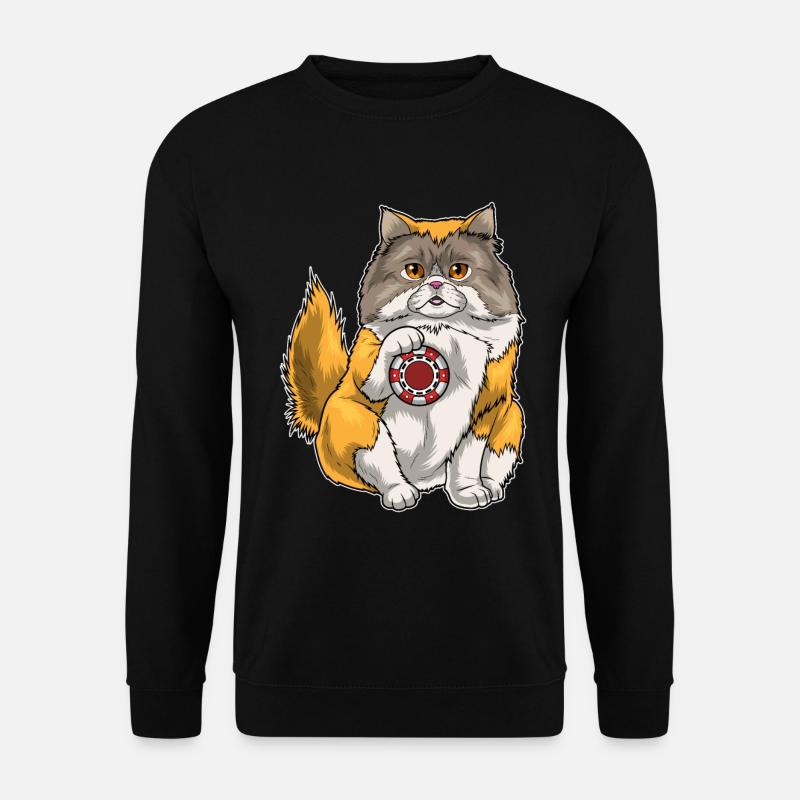 Persische Katze Poker Pokerchips - Unisex Pullover - Schwarz