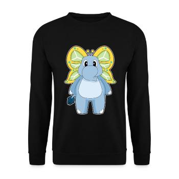 Elephant Butterfly - Unisex Sweatshirt - black - Front - Alina (178cm) & Michal (187cm)