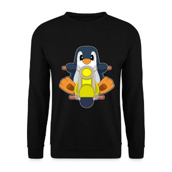 Penguin Motorcycle - Unisex Sweatshirt - black - Front - Alina (178cm) & Michal (187cm)