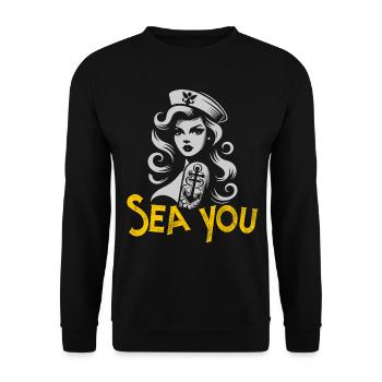 T-shirt graphique marin Sea You Mermaid - Sweat-shirt Unisexe - noir - Devant - Alina (178cm) & Michal (187cm)
