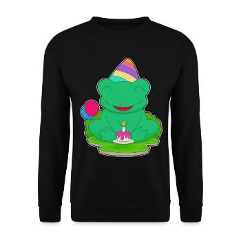 Frog Birthday Party Hat - Unisex Sweatshirt - black - Front - Alina (178cm) & Michal (187cm)