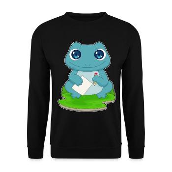Frosch Schüler Papier Schule - Unisex Pullover - Schwarz - Vorne - Alina (178cm) & Michal (187cm)