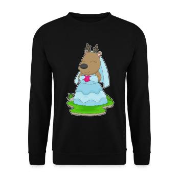 Rentier Braut Herz Hochzeit - Unisex Pullover - Schwarz - Vorne - Alina (178cm) & Michal (187cm)