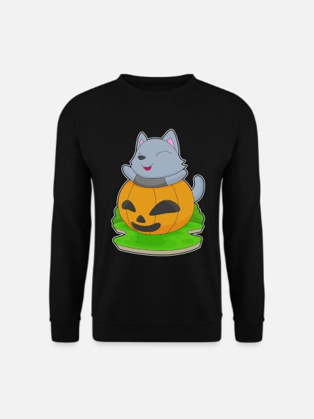 Chat Halloween Citrouille - Sweat-shirt Unisexe - noir
