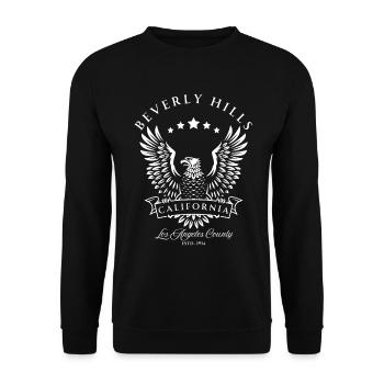 Beverly Hills Kalifornien Amerikanischer Vintage Adler - Unisex Pullover - Schwarz - Vorne - Alina (178cm) & Michal (187cm)