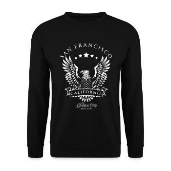 San Francisco California American Vintage Eagle - Unisex Sweatshirt - black - Front - Alina (178cm) & Michal (187cm)