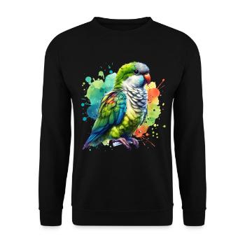 Monk Parakeet Gift - Unisex Sweatshirt - black - Front - Alina (178cm) & Michal (187cm)