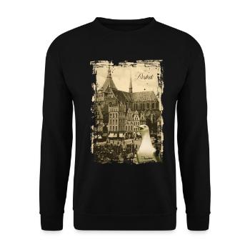 Altes Rostock - Neuer Markt - Unisex Pullover - Schwarz - Vorne - Alina (178cm) & Michal (187cm)