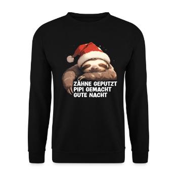 Teeth Brushed Goodnight Sloth Sleep Shirt - Unisex Sweatshirt - black - Front - Alina (178cm) & Michal (187cm)