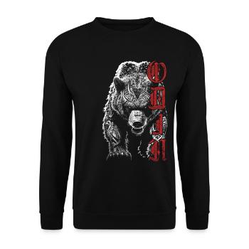 Odin Grizzlybär Nordische Mythologie Wikinger - Unisex Pullover - Schwarz - Vorne - Alina (178cm) & Michal (187cm)