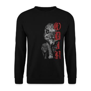 Odin Wölfe Wolf Wikinger Nordische Mythologie - Unisex Pullover - Schwarz - Vorne - Alina (178cm) & Michal (187cm)