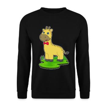 Giraffe Schleife - Unisex Pullover - Schwarz - Vorne - Alina (178cm) & Michal (187cm)