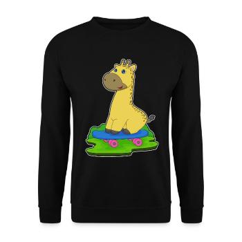Giraffe Skater Skateboard - Unisex Pullover - Schwarz - Vorne - Alina (178cm) & Michal (187cm)