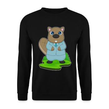 Biber Bräutigam Anzug Hochzeit - Unisex Pullover - Schwarz - Vorne - Alina (178cm) & Michal (187cm)