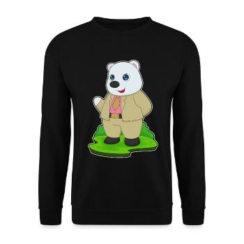Eisbär Bräutigam Anzug Hochzeit - Unisex Pullover - Schwarz - Vorne - Alina (178cm) & Michal (187cm)