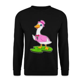 Ente Bräutigam Zylinder Hochzeit - Unisex Pullover - Schwarz - Vorne - Alina (178cm) & Michal (187cm)