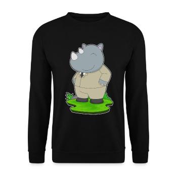 Nashorn Bräutigam Anzug Hochzeit - Unisex Pullover - Schwarz - Vorne - Alina (178cm) & Michal (187cm)