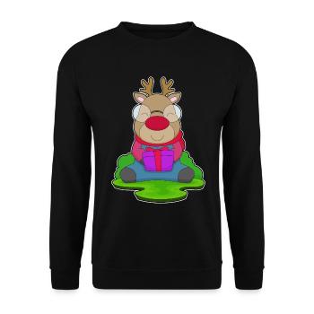 Rentier Weihnachten Winter - Unisex Pullover - Schwarz - Vorne - Alina (178cm) & Michal (187cm)