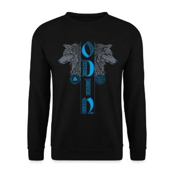 Wolf Odin Wölfe Vegvisir Nordische Mythologie - Unisex Pullover - Schwarz - Vorne - Alina (178cm) & Michal (187cm)