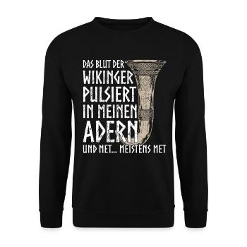 Drôle Toast Hydromel à boire Corne Viking Humour - Sweat-shirt Unisexe - noir - Devant - Alina (178cm) & Michal (187cm)