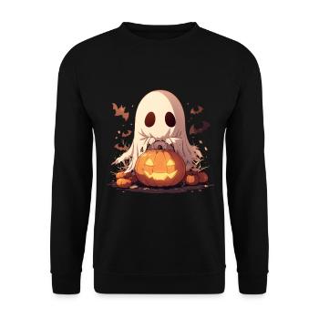 Ghost Ghost Halloween Pumpkin Lantern Gift - Unisex Sweatshirt - black - Front - Alina (178cm) & Michal (187cm)