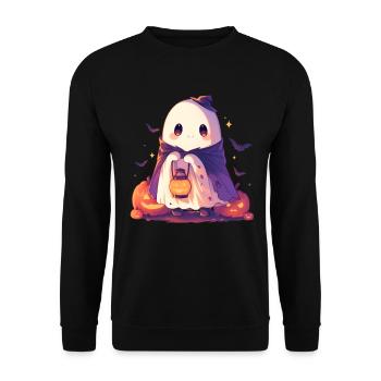 Halloween Ghost Ghost Pumpkin Lantern Gift - Unisex Sweatshirt - black - Front - Alina (178cm) & Michal (187cm)