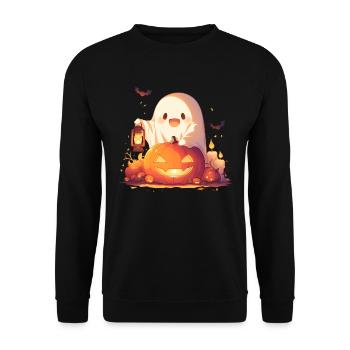Halloween Ghost Ghost Pumpkin Lantern Gift - Unisex Sweatshirt - black - Front - Alina (178cm) & Michal (187cm)