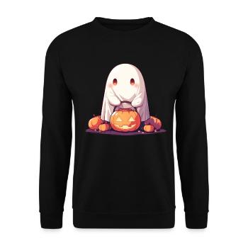 Ghost Ghost Pumpkin Lantern Halloween Gift - Unisex Sweatshirt - black - Front - Alina (178cm) & Michal (187cm)