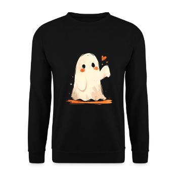 Cute Ghost Ghost Heart Halloween Spooky - Unisex Sweatshirt - black - Front - Alina (178cm) & Michal (187cm)