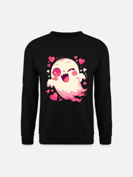 Cute Halloween Ghost Heart Ghost Haunted - Unisex Sweatshirt - black