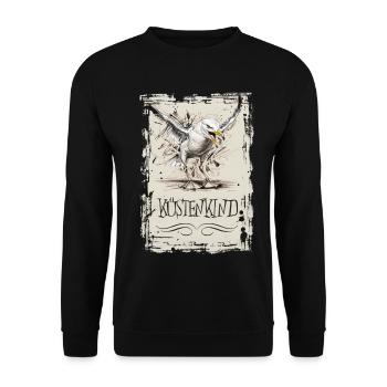 Coastal Child - Seagull Sketch - Unisex Sweatshirt - black - Front - Alina (178cm) & Michal (187cm)