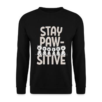 Stay Pawsitive Cats Team Cats Saying - Unisex Sweatshirt - black - Front - Alina (178cm) & Michal (187cm)