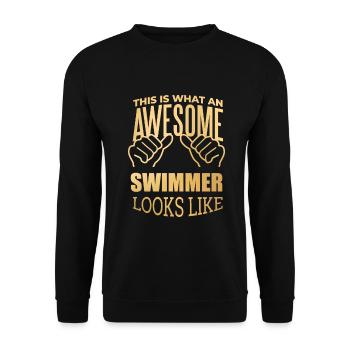 schwimmen - Unisex Pullover - Schwarz - Vorne - Alina (178cm) & Michal (187cm)