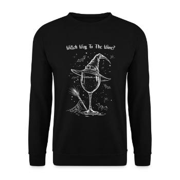 Chemin de sorcière vers le vin ? Drôle d’Halloween Sorcière Vin - Sweat-shirt Unisexe - noir - Devant - Alina (178cm) & Michal (187cm)
