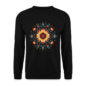 Bohemian Boho Mandala Flowers Blossoms Woman Gift - Unisex Sweatshirt - black - Front - Alina (178cm) & Michal (187cm)