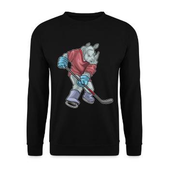 Nashorn Eishockey Eishockeyschläger - Unisex Pullover - Schwarz - Vorne - Alina (178cm) & Michal (187cm)