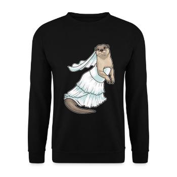 Otter Bridal Wedding Dress Wedding - Unisex Sweatshirt - black - Front - Alina (178cm) & Michal (187cm)