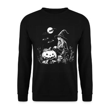 Gothic Witch Pumpkin Frog Halloween Gift - Unisex Sweatshirt - black - Front - Alina (178cm) & Michal (187cm)