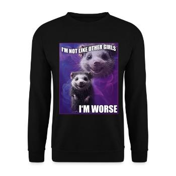 I'm Not Like Other Girls Opossum Possum Meme - Unisex Sweatshirt - black - Front - Alina (178cm) & Michal (187cm)