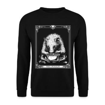 Possum L’Opossum Occulte Tarot Drôle Tarot Carte - Sweat-shirt Unisexe - noir - Devant - Alina (178cm) & Michal (187cm)