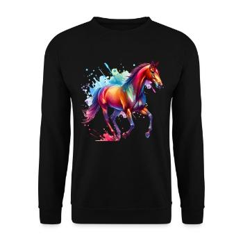 Traber Geschenk Pferd - Unisex Pullover - Schwarz - Vorne - Alina (178cm) & Michal (187cm)