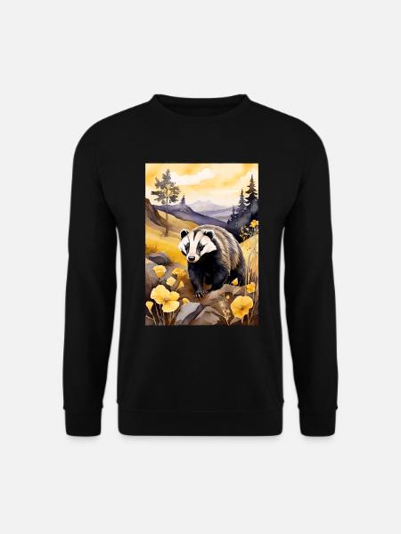 Dachs im goldenen Herbst - Unisex Pullover - Schwarz