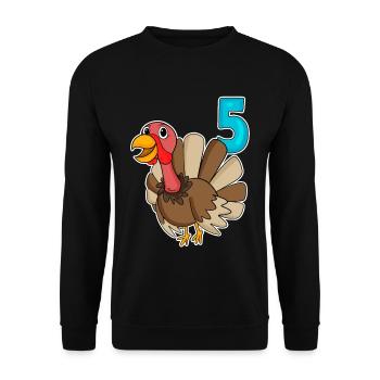 5th Birthday Motif Turkey - 5 years - Unisex Sweatshirt - black - Front - Alina (178cm) & Michal (187cm)