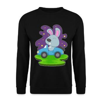 Rabbit Car - Unisex Sweatshirt - black - Front - Alina (178cm) & Michal (187cm)