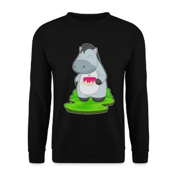 Gâteau d’anniversaire cheval - Sweat-shirt Unisexe - noir - Devant - Alina (178cm) & Michal (187cm)