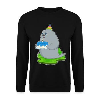 Gâteau d’anniversaire de phoque - Sweat-shirt Unisexe - noir - Devant - Alina (178cm) & Michal (187cm)