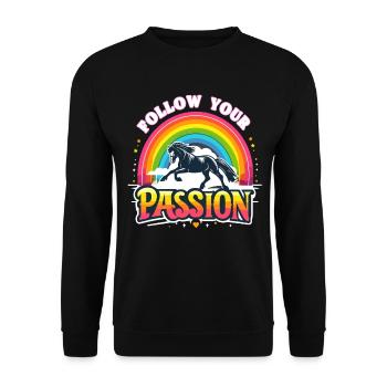 Follow Your Passion Horse Rider - Unisex Sweatshirt - black - Front - Alina (178cm) & Michal (187cm)