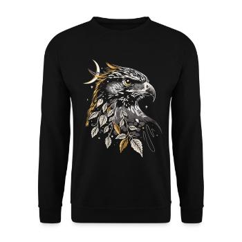 Faucon Horus et lune - Design d’automne magique - Sweat-shirt Unisexe - noir - Devant - Alina (178cm) & Michal (187cm)