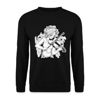 Fiddle Girl Drawing - Unisex Sweatshirt - black - Front - Alina (178cm) & Michal (187cm)