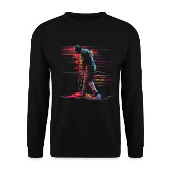 Golfer Retrowave - Unisex Sweatshirt - black - Front - Alina (178cm) & Michal (187cm)